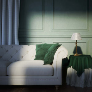 Classic brass table lamp with an ivory fabric shade, featuring an ornate column base, ideal for living rooms or office spaces by Ghidini 1849 - Finish: OBS Bronze Satin Brass