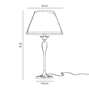 Liberty style table lamp Simona collection with decorated brass base featuring floral motifs and pleated ivory white fabric lampshade by Ghidini 1849