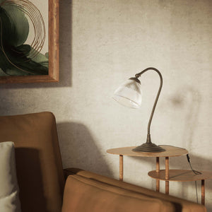 Desk lamp brass ribbed glass clear adjustable joint retro design desk Italian Ghidini 1849 - Finish: OBM Bronze Satin Matt Brass