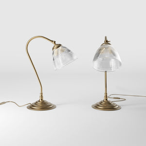 Desk lamp brass ribbed glass clear adjustable joint retro design desk Italian Ghidini 1849 - Finish: OBS Bronze Satin Brass