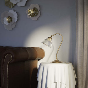 Desk lamp brass ribbed glass clear adjustable joint retro design desk Italian Ghidini 1849 - Finish: OBS Bronze Satin Brass