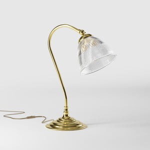 Desk lamp brass ribbed glass clear adjustable joint retro design desk Italian Ghidini 1849 - Finish: OLV Polished Brass