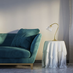 Desk lamp brass ribbed glass clear adjustable joint retro design desk Italian Ghidini 1849 - Finish: OLV Polished Brass