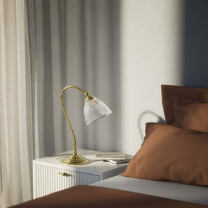 Desk lamp brass ribbed glass clear adjustable joint retro design desk Italian Ghidini 1849 - Finish: OLV Polished Brass