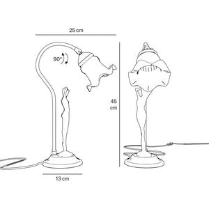 Liberty table lamp in brass with sculptural female figure and wavy frosted glass shade, base decorated with floral motifs by Ghidini 1849
