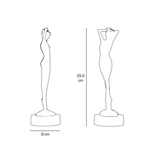 Art Deco decorative statue with dancing brass female figure, elegant pose and minimalist circular base by Ghidini 1849