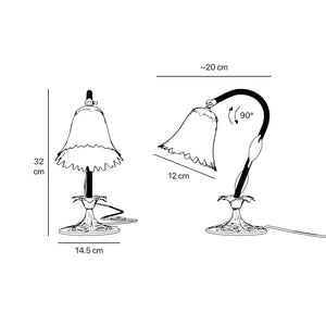 Brass table lamp with sculpted floral frosted glass shade and engraved base by Ghidini 1849