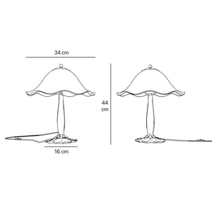 Brass table lamp with floral frosted glass shade and wood base by Ghidini 1849