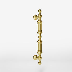 Classic brass door handle with turned details, suitable for interior and exterior use by Ghidini 1849 - Finish: OLV Polished Brass