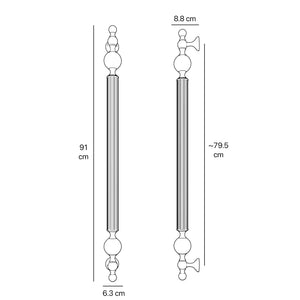 Brass pull handle with fluted structure and ornate finials, single or double installation, ideal for classic doors by Ghidini 1849