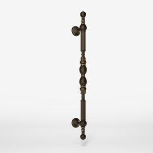 Brass pull handle with sculpted details and neoclassical design, ideal for prestigious doors by Ghidini 1849 - Finish: OBM Bronze Satin Matt Brass