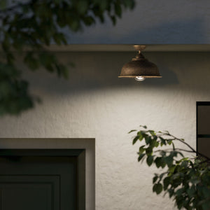 Vintage brass and glass ceiling light with curved shade, outdoor lighting by Ghidini 1849 - Finish: OAS Antique Brass