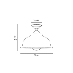 Vintage brass and glass ceiling light with curved shade, outdoor lighting by Ghidini 1849