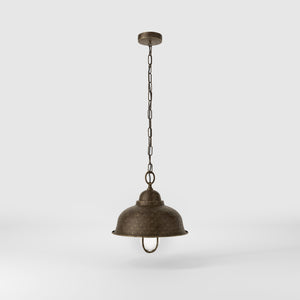 Nautical brass pendant light for outdoor spaces with caged glass by Ghidini 1849 - Finish: OAS Antique Brass