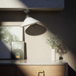 Brass ceiling lamp with white cone glass shade adjustable joint classic style round base Italian craftsmanship by Ghidini 1849 - Finish: OBR Dark Bronze