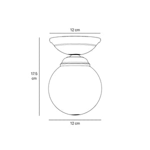 Classic ceiling light with glossy white glass globe and circular brass base elegant Italian design interior lighting by Ghidini 1849