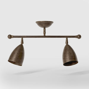 Ceiling light 2 adjustable spots brass Nordic design articulated shades directional lighting Made in Italy - Finish: OAS Antique Brass