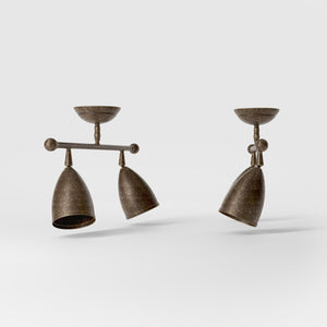 Ceiling light 2 adjustable spots brass Nordic design articulated shades directional lighting Made in Italy - Finish: OAS Antique Brass