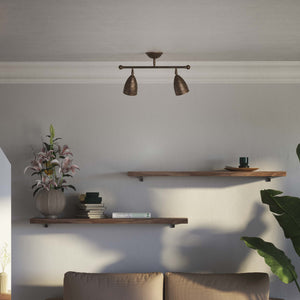 Ceiling light 2 adjustable spots brass Nordic design articulated shades directional lighting Made in Italy - Finish: OAS Antique Brass