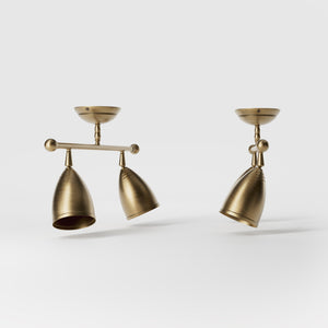 Ceiling light 2 adjustable spots brass Nordic design articulated shades directional lighting Made in Italy - Finish: OBS Bronze Satin Brass