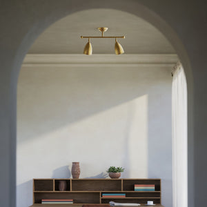 Ceiling light 2 adjustable spots brass Nordic design articulated shades directional lighting Made in Italy - Finish: OBS Bronze Satin Brass