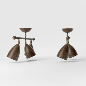 3 adjustable spotlights brass Nordic design flexible joints customized lighting Made in Italy ceiling lamp - Finish: OAS Antique Brass