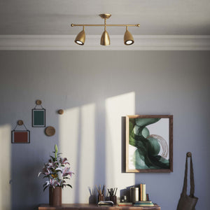 3 adjustable spotlights brass Nordic design flexible joints customized lighting Made in Italy ceiling lamp - Finish: OBS Bronze Satin Brass