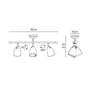 3 adjustable spotlights brass Nordic design flexible joints customized lighting Made in Italy ceiling lamp
