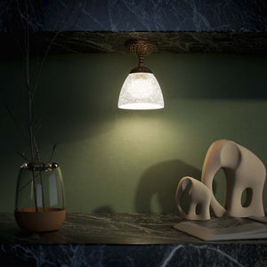 Classic ceiling lamp in brass with a speckled white glass shade, ideal for stylish and refined interiors by Ghidini 1849 - Finish: OAS Antique Brass