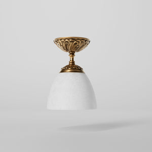 Classic ceiling lamp in brass with a speckled white glass shade, ideal for stylish and refined interiors by Ghidini 1849 - Finish: OBS Bronze Satin Brass