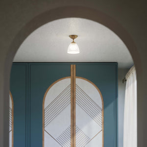 Classic ceiling lamp in brass with a speckled white glass shade, ideal for stylish and refined interiors by Ghidini 1849 - Finish: OBS Bronze Satin Brass