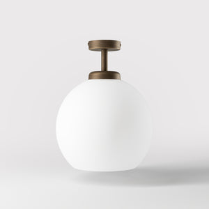 Brass ceiling lamp with frosted globe, minimalist and elegant design, perfect for refined interiors - Finish: OBM Bronze Satin Matt Brass