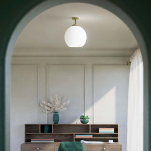 Brass ceiling lamp with frosted globe, minimalist and elegant design, perfect for refined interiors - Finish: OBV Bronze Satin Light Brass