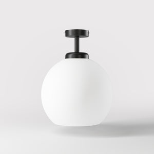 Brass ceiling lamp with frosted globe, minimalist and elegant design, perfect for refined interiors - Finish: ONO Matt Black