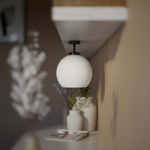 Brass ceiling lamp with frosted globe, minimalist and elegant design, perfect for refined interiors - Finish: ONO Matt Black