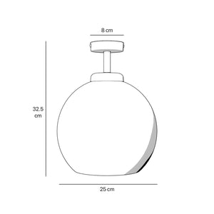 Brass ceiling lamp with frosted globe, minimalist and elegant design, perfect for refined interiors