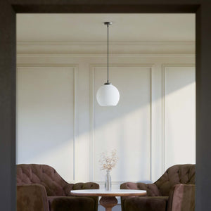 Pendant lamp with opal glass globe, diffused lighting and contemporary design for stylish interiors - Finish: OBR Dark Bronze