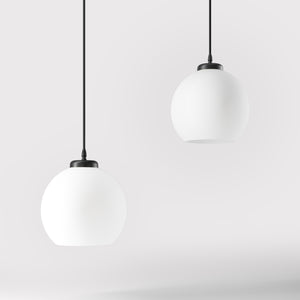 Pendant lamp with opal glass globe, diffused lighting and contemporary design for stylish interiors - Finish: ONO Matt Black
