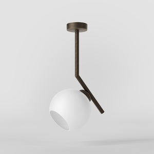 Brass ceiling light with a 16 cm opal glass sphere, soft lighting, ideal for modern and elegant interiors by Ghidini 1849 - Finish: OBM Bronze Satin Matt Brass