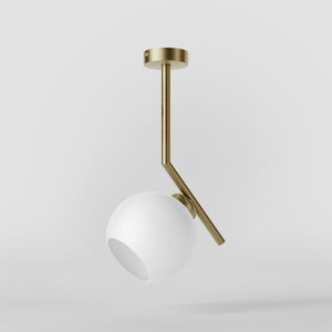 Brass ceiling light with a 16 cm opal glass sphere, soft lighting, ideal for modern and elegant interiors by Ghidini 1849 - Finish: OBV Bronze Satin Light Brass