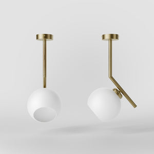 Brass ceiling light with a 16 cm opal glass sphere, soft lighting, ideal for modern and elegant interiors by Ghidini 1849 - Finish: OBV Bronze Satin Light Brass
