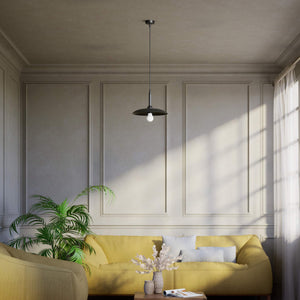Vintage brass pendant lamp 30cm, adjustable height by Ghidini 1849 - Finish: ONO Matt Black