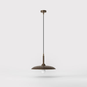Brass pendant lamp with 35 cm shade, vintage style, perfect for refined interiors and elegant lighting design by Ghidini 1849 - Finish: OAS Antique Brass