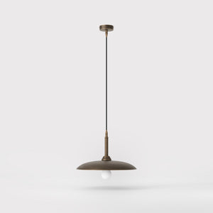 Brass pendant lamp with 35 cm shade, vintage style, perfect for refined interiors and elegant lighting design by Ghidini 1849 - Finish: OBM Bronze Satin Matt Brass