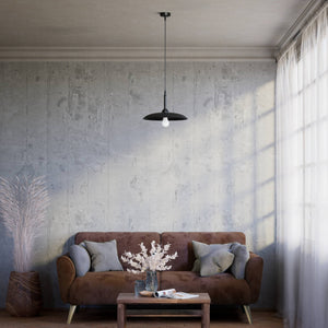 Brass pendant lamp with 35 cm shade, vintage style, perfect for refined interiors and elegant lighting design by Ghidini 1849 - Finish: ONO Matt Black