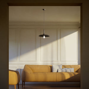 Brass pendant lamp with 35 cm shade, vintage style, perfect for refined interiors and elegant lighting design by Ghidini 1849 - Finish: ONO Matt Black