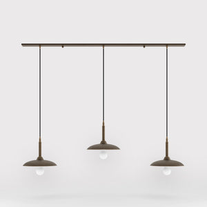 Brass pendant lamp with three light points, vintage and contemporary style, ideal for sophisticated interiors by Ghidini 1849 - Finish: OBM Bronze Satin Matt Brass