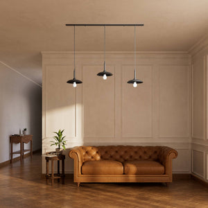 Brass pendant lamp with three light points, vintage and contemporary style, ideal for sophisticated interiors by Ghidini 1849 - Finish: ONO Matt Black