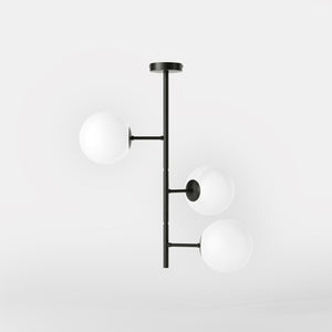 Modern ceiling light with three frosted glass spheres contemporary design Made in Italy by Ghidini 1849 - Finish: ONO Matt Black