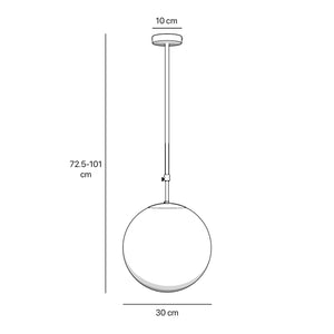 Art Deco globe pendant light with frosted glass sphere and adjustable brass structure Made in Italy design by Ghidini 1849